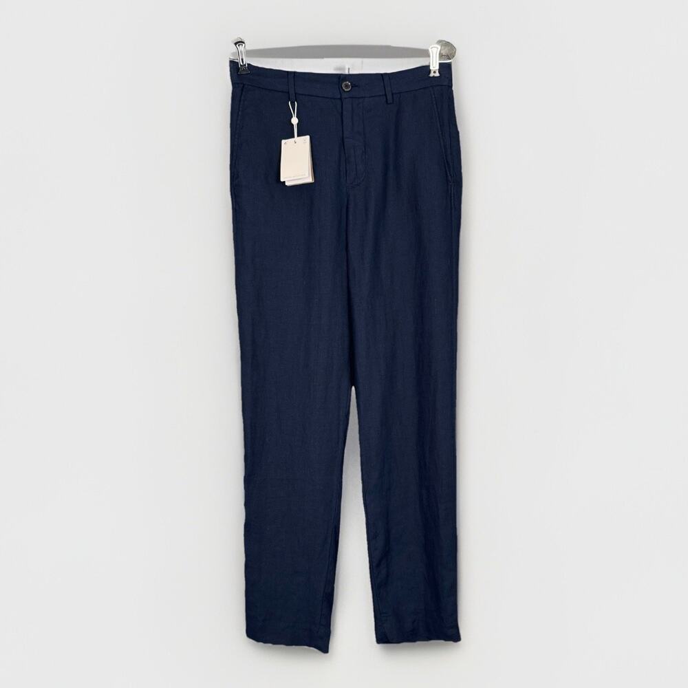 NWT Porter & Ash Washable Linen Slacks Mens 29x29 Navy Blue Slim Fit Flat Pants